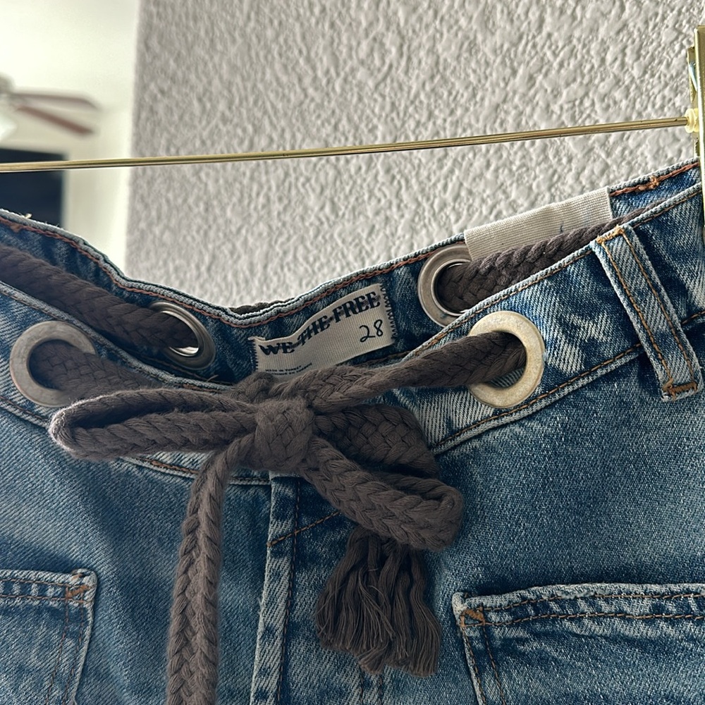 NWT Free People Moxie Pull-On Barrel Jeans Ripped Distressed Drawstring 28 Pull - Picture 12 of 13